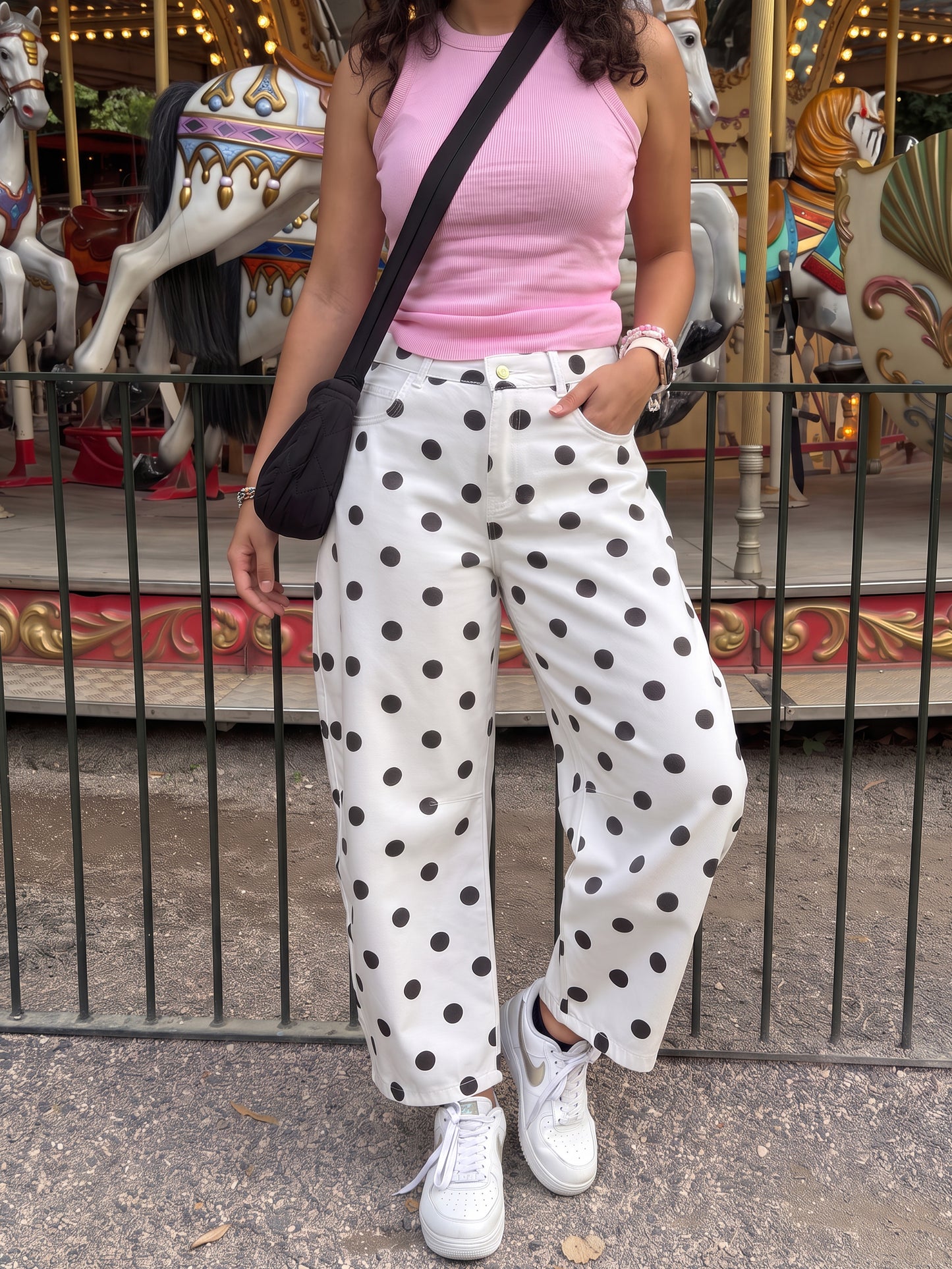 Polka Dot Barrel Jeans