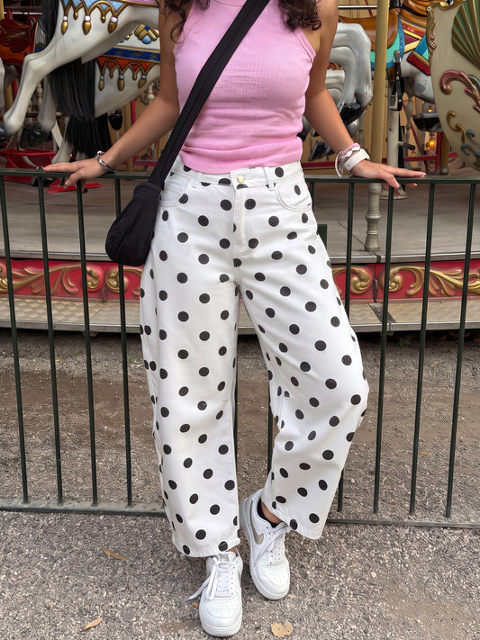 Polka Dot Barrel Jeans