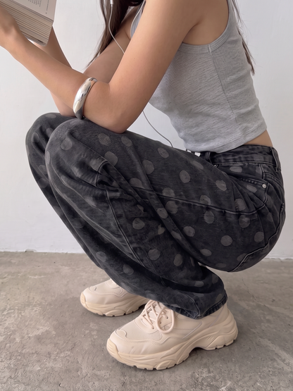 Charcoal Black Polka Dots Jeans