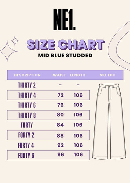 Mid Blue Studded Jeans
