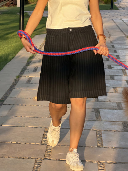 Charcoal Black Striped Jorts