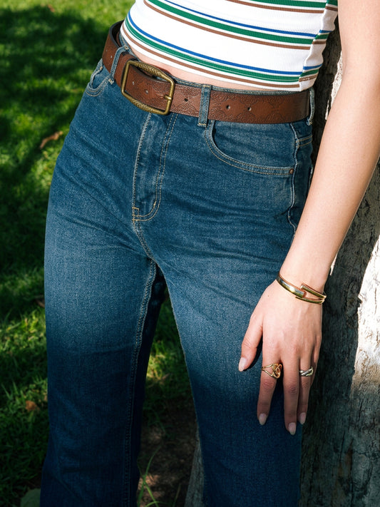 Tinted Dark Blue Flare Jeans