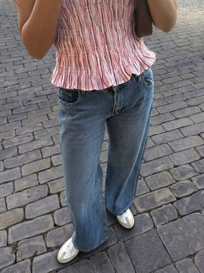Mid Blue Straight Jeans