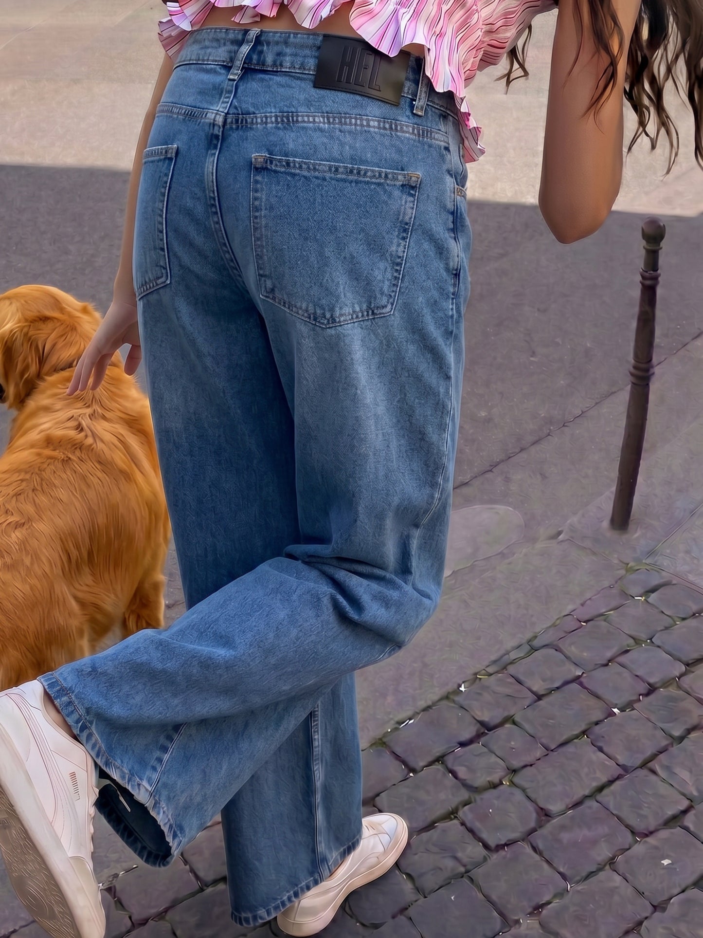 Mid Blue Straight Jeans